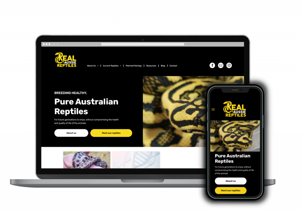 Real Aussie Reptiles Website Desktop And Phone View