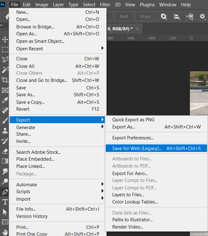 Photoshop File Export Save For Web Legacy