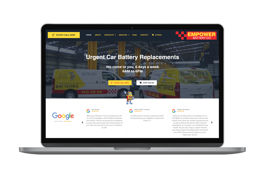 Empower Battery Co Website Laptop Desktop Web Design