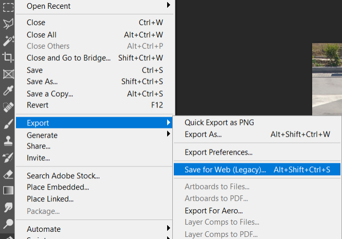 Photoshop File Export Save For Web Legacy