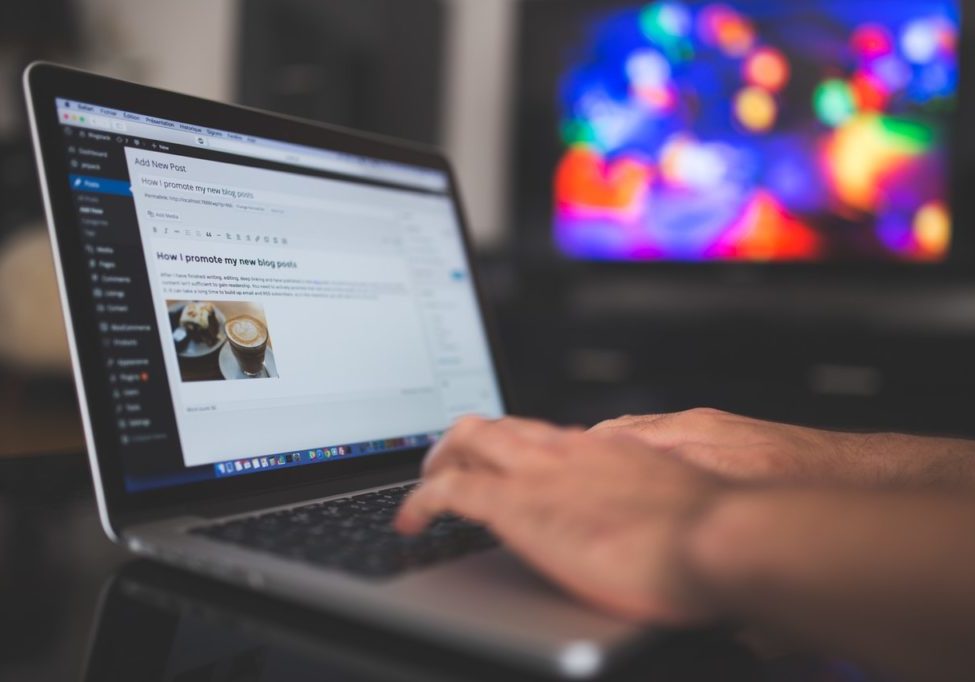 Person typing into a WordPress blog Person typing into a WordPress blog